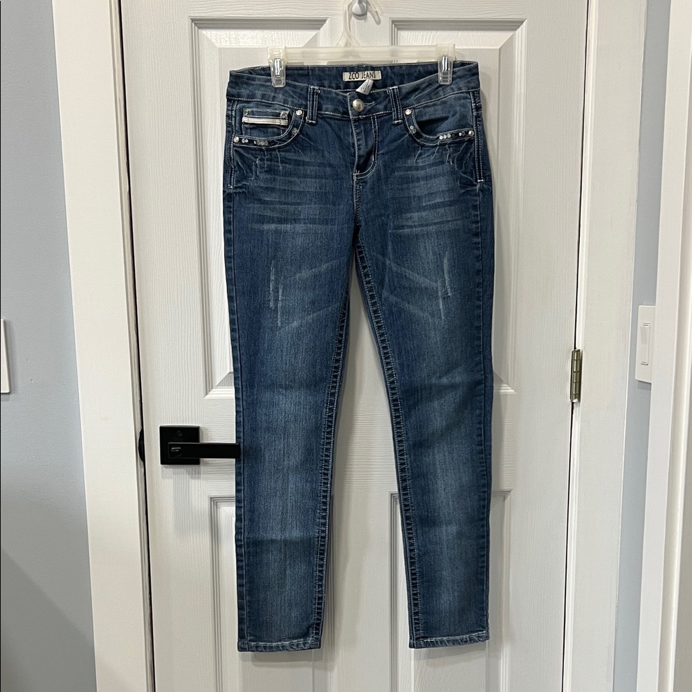 ZCO Jeans Women Size 11 Dark Wash Stretch Denim Embellished Pockets